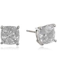 Platinum-Plated Sterling Silver 4 Carat Cushion Cut Cubic Zirconia Stud Earrings
