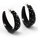 Black Wide Polka Dot Hoop Earrings