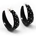 Black Wide Polka Dot Hoop Earrings