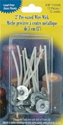 Pre-Waxed 2" Wire Wick w/Clips 12-Pack: 15mm