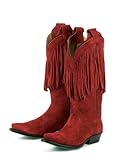 Lane Boots Fringe in Red Leather Fashion Cowgirl Boots