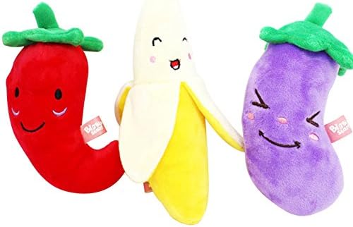 Sweetpet Cute Fruit&amp;Vegetables Eggplant Plush Squeak Toy Mini for Pets