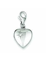 Genuine .925 Sterling Silver & Diamond Polished Lobster Clasp 12mm Heart Locket 1.6 Grams. 100% Satisfaction Guaranteed.
