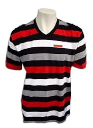 V-neck Stripe: Casual Shirt with Epaulets on Shoulders!