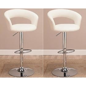 Click here to buy Luxor Faux Leather Bar Stool (Set of 2) - White by Modern Bar Stools.