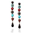 Amaro Jewelry - Stacked Earring with Pietersite, Brecciated Jasper, Chrysocolla, African Turquoise, Coral and Red Jade #P013SOIS AOE
