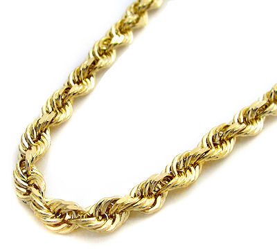 Mens Solid 10k Yellow Gold Rope Chain Link Necklace 20 Inches