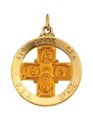 CleverEve Designer Series 14K Yellow Gold 7.40 grams 32.50 mm Saint Christopher Air Land Sea Space Four Way Medal