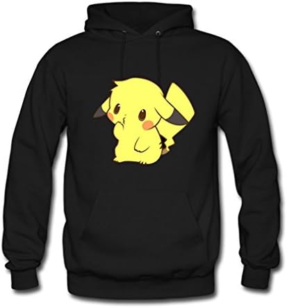 MeowStore Men's Japan Cartoon Cute Pikachu Hoodies Coat Small Black
