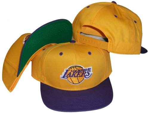 Los Angeles Lakers Yellow/Purple Two Tone Plastic Snapback Adjustable Plastic Snap Back Hat / Cap