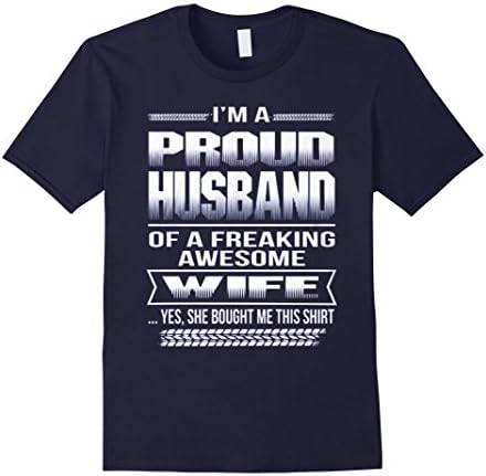Men's I'm a Proud Husband of a Freaking Awesome Wife T-shirt XL Navy