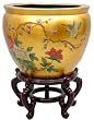 Japanese Chinese Asian Oriental Style - 16" Ming Jiangxi Lacquer Porcelain Jardini&egrave;re Fish Bowl Planter Flower Pot Urn - 3 Colors