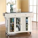 Crosley Furniture Solid Granite Top Kitchen Cart in White Finish