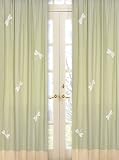 Green Dragonfly Dreams Window Treatment Panels - Set of 2