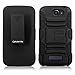 One Touch Fierce 2 - Cellularvilla Hard Soft Dual Layer Hybrid Armor Shell Holster Kickstand Combo Case with Locking Belt Swivel Clip Case Cover for Alcatel One Touch Fierce 2 7040T (Black)