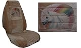 IMAGE OF Unicorn Car Truck SUV Rainbow Print Seat Covers 2 Beige Universal Vehicle Bucket Seatcovers