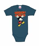 from Logoshirt Logoshirt Babygrow Disney-Mickey Hands Up (Medium Blue, 0-2 Months) (Model 081-0606/075 0-2 months)