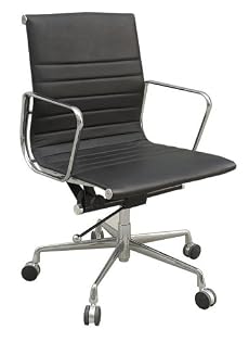 EAMES MANAGEMENT BLACK LEATHER OFFICE CHAIR