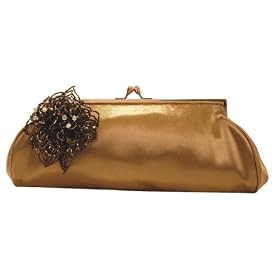 Satin Clutch with a Beaded Flower Evening Bag - (Lucia)