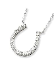 Sterling Silver 16in CZ Horse Shoe Necklace. Metal Wt- 2.25g