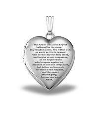 Sterling Silver "Lords Prayer" Heart Locket 3/4 inch x 3/4 inch