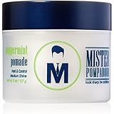 Mister Pompadour Peppermint Pomade - Best Hair Styling Product for Men (and Women) - 2oz - Medium Hold & High Shine - Water Based - All Natural Ingredients - Best Pomade - Perfect for Pompadours, Side Parts & Combed Hairstyles