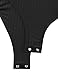 Doublju Womens Long Sleeve V-Neck Rayon & RibbedKnit Bodysuit (Made In USA)