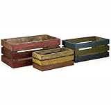 IMAGE OF Set of 3 Country Rustic Rectangular Wooden Storage Box Crates 15
