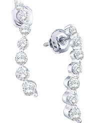 1.0ctw Diamond Journey Earrings 14K White Gold