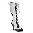 4 1/2 Inch Heel Sexy Knee High Spectator Boot With Ribbon Laces Red Black
