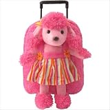 Poodle Stripe Plush Animal Rolling Backpack