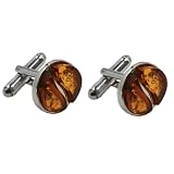 Baltic Honey Amber and Sterling Silver Abstract Cufflinks
