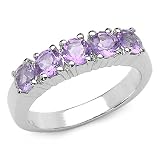 1.25 Carat Genuine Amethyst Round Silver Ring