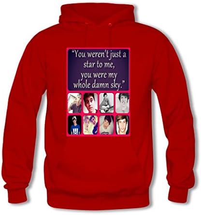 SHSUE Men's Magcon Boys Band Printed Cotton Hooded Sweatshirt Medium Red