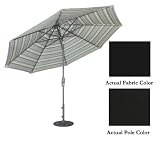11' Deluxe Crank Tilt Patio Market Umbrella - Black: Basic Black