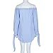 Sunward(TM) Women's Sexy Blue Bow Off Shoulder Blouse (Large, Blue)