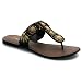 Womens Beaded Toe Post Brown Leather Sandals UK 5