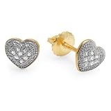 0.10 Carat (ctw) 18K Yellow Gold Plated Sterling Silver Round Diamond 7mm Heart Shape Mens Hip Hop Iced Stud Earrings