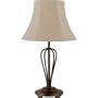 Royce Lighting RLT5149/1-23 Wrought Iron Collection Indoor/Outdoor table Lamp, Natural Linen Fabric Shade, Oil-Rubbed Bronze Finish