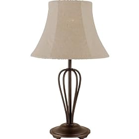 Royce Lighting RLT5149/1-23 Wrought Iron Collection Indoor/Outdoor table Lamp, Natural Linen Fabric Shade, Oil-Rubbed Bronze Finish