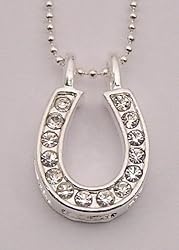 Large Rhinestone Horseshoe Necklace, Clear