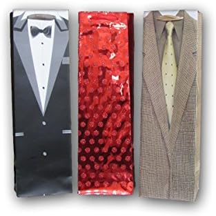 Tuxedos Wine Gift Bag, Assorted 3 Pack, Large 15 X 5 X 3