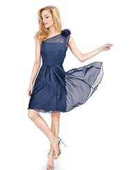 A-line Chiffon One Shoulder Cocktail Short Homecoming Dress/Bridesmaid Dress/Prom Dress/Wedding Party Dress 