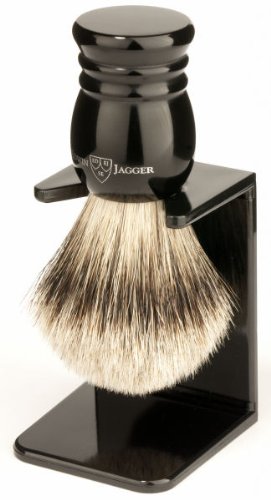 Edwin Jagger 3ej256lds Handmade Imitation Ivory Shaving Brush with Drip Stand Black Large