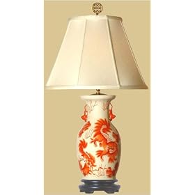 Asian Furniture & D�cor - 21" Ceramic Foo Dog Vase Oriental Vase Lamp w/ Shou Symbol Finial