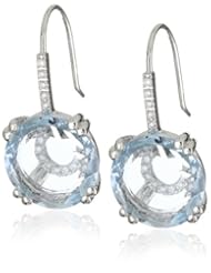 Suzanne Kalan "Vitrine" Round Blue Topaz and Diamond Earrings , .35ct