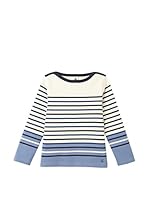 Petit Bateau Camiseta Manga Larga (Blanco / Azul)