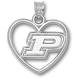 Purdue University Motion P Heart Pendant (Silver)