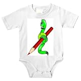 Onesie with pencil, colored, worm
