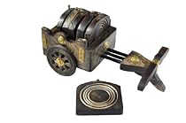 Christmas Gift for Men & Women A Beautiful Wooden Coaster Set of 6 Wooden & Brass Coasters for Drinks with a Unique Handmade Carriage Shaped Holder